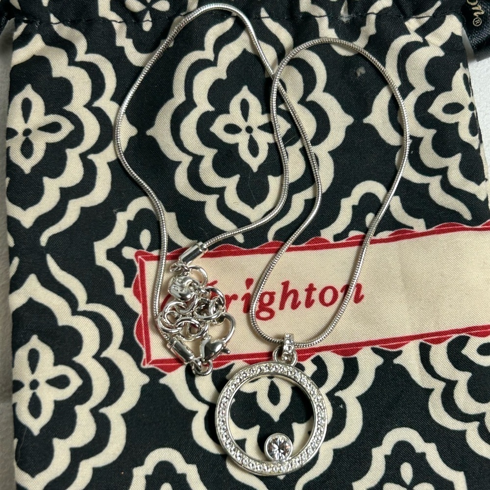 Brighton Starry Night Circle Necklace Silver Plated Crystals Pendant & Cloth Bag - Picture 6 of 12